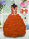 Sleeveless Taffeta Floor Length Lace Up Pageant Gowns For Girls in Orange with Beading and Pick Ups Sleeveless Taffeta Floor Length Lace Up Pageant Gowns For Girls in Orange with Beading and Pick Ups