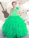 Edgy Ball Gowns Little Girls Pageant Gowns One Shoulder Organza Sleeveless Floor Length Lace Up