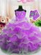 Dazzling Ruffled Purple Sleeveless Organza Zipper Little Girl Pageant Gowns for Party and Wedding Party