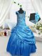 Aqua Blue Column/Sheath Beading and Pick Ups Child Pageant Dress Zipper Satin Sleeveless Floor Length  Aqua Blue Column/Sheath Beading and Pick Ups Child Pageant Dress Zipper Satin Sleeveless Floor Length