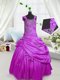 Beading and Pick Ups Flower Girl Dresses for Less Fuchsia Lace Up Sleeveless Floor Length  Beading and Pick Ups Flower Girl Dresses for Less Fuchsia Lace Up Sleeveless Floor Length