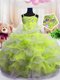 Light Yellow Spaghetti Straps Neckline Beading and Ruffled Layers Little Girls Pageant Dress Sleeveless Zipper