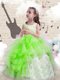 Dazzling Kids Formal Wear Party and Wedding Party and For with Beading and Ruffles Scoop Sleeveless Lace Up