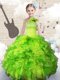 One Shoulder Sleeveless Floor Length Beading and Ruffles Lace Up Little Girls Pageant Dress Wholesale with