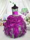 Nice Fuchsia Lace Up Spaghetti Straps Beading and Ruffles and Pick Ups Child Pageant Dress Organza Sleeveless