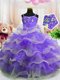 Custom Designed Eggplant Purple Spaghetti Straps Zipper Beading and Ruffled Layers Little Girl Pageant Gowns Sleeveless