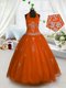 Red Halter Top Lace Up Appliques Kids Pageant Dress Sleeveless
