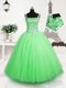 Apple Green Ball Gowns Tulle Straps Sleeveless Beading and Sequins Floor Length Lace Up Little Girl Pageant Dress