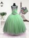 Cute Scoop Floor Length Ball Gowns Sleeveless Apple Green Toddler Flower Girl Dress Zipper