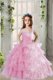 Elegant Lilac Ball Gowns Organza Square Sleeveless Lace and Ruffled Layers Floor Length Lace Up Girls Pageant Dresses