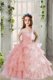 Ruffled Ball Gowns Pageant Gowns For Girls Baby Pink Square Organza Sleeveless Floor Length Lace Up