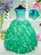 Off the Shoulder Floor Length Ball Gowns Sleeveless Green Little Girls Pageant Gowns Lace Up