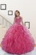 Pink Halter Top Neckline Beading and Ruffles Kids Pageant Dress Sleeveless Lace Up
