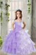 Glorious Beading and Ruffled Layers Little Girls Pageant Gowns Lavender Lace Up Sleeveless Floor Length
