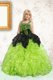 Floor Length Lace Up Little Girl Pageant Gowns Apple Green for Party and Wedding Party with Beading and Pick Ups