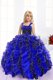 Spaghetti Straps Sleeveless Lace Up Flower Girl Dress Blue And Black Organza