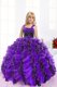Organza Straps Sleeveless Lace Up Beading and Ruffles Little Girls Pageant Dress in Blue And Black