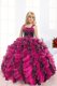 Organza Sleeveless Floor Length Pageant Gowns For Girls and Beading and Ruffles