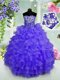 Eye-catching Organza Sweetheart Sleeveless Lace Up Ruffled Layers and Sequins Kids Pageant Dress in Blue