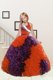 Custom Design Floor Length Purple and Orange Red Kids Formal Wear Halter Top Sleeveless Lace Up