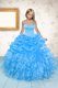 Great Pick Ups Baby Blue Sleeveless Organza Lace Up Kids Formal Wear for Party and Wedding Party