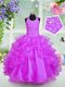 Flare Halter Top Lilac Sleeveless Floor Length Beading and Ruffled Layers Lace Up Flower Girl Dresses for Less