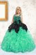 Smart Apple Green Ball Gowns Organza Straps Sleeveless Beading and Pick Ups Floor Length Lace Up Pageant Gowns For Girls