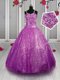 Gorgeous Sequins Purple Sleeveless Sequined Lace Up Little Girl Pageant Gowns for Party and Wedding Party