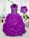 Halter Top Sleeveless Zipper Floor Length Beading Kids Formal Wear