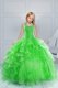 Ball Gowns Little Girls Pageant Gowns Green Halter Top Organza Sleeveless Floor Length Lace Up