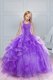 Classical Halter Top Floor Length Ball Gowns Sleeveless Lavender Little Girl Pageant Gowns Lace Up