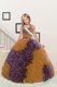 Halter Top Floor Length Ball Gowns Sleeveless Purple and Orange Pageant Gowns For Girls Lace Up