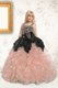 Extravagant Baby Pink Ball Gowns Organza Straps Sleeveless Beading and Pick Ups Floor Length Lace Up Kids Pageant Dress