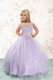 Customized Lavender Tulle Lace Up Strapless Sleeveless Floor Length Little Girls Pageant Dress Beading