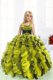 Designer Floor Length Light Yellow Little Girl Pageant Gowns Organza Sleeveless Beading and Ruffles