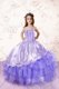Ruffled Floor Length Lavender Little Girl Pageant Dress Spaghetti Straps Sleeveless Lace Up