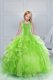 Ideal Halter Top Sleeveless Organza Girls Pageant Dresses Beading and Ruching Lace Up