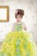 Glamorous Spaghetti Straps Sleeveless Kids Pageant Dress Floor Length Beading and Ruffles and Sequins Multi-color Organza