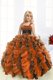 Fabulous Ball Gowns Kids Formal Wear Orange Straps Organza Sleeveless Floor Length Lace Up
