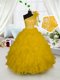 One Shoulder Sleeveless Side Zipper Floor Length Embroidery and Ruffles Child Pageant Dress