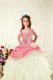 Organza Sleeveless Floor Length Flower Girl Dress and Beading and Ruffled Layers and Hand Made Flower