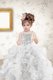 Artistic Grey Ball Gowns Spaghetti Straps Sleeveless Organza Floor Length Lace Up Beading and Ruffles and Sequins Little Girls Pageant Gowns