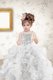 Artistic Grey Ball Gowns Spaghetti Straps Sleeveless Organza Floor Length Lace Up Beading and Ruffles and Sequins Little Girls Pageant Gowns