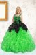 Glittering Green Sleeveless Floor Length Beading and Pick Ups Lace Up Child Pageant Dress