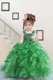 Vintage Green Flower Girl Dresses Military Ball and Sweet 16 and Quinceanera and For with Beading and Ruffles Straps Sleeveless Lace Up
