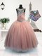 Cute Scoop Pink Organza Zipper Kids Pageant Dress Sleeveless Floor Length Beading  Cute Scoop Pink Organza Zipper Kids Pageant Dress Sleeveless Floor Length Beading