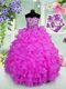 Lilac Lace Up Sweetheart Ruffled Layers and Sequins Little Girls Pageant Dress Organza Sleeveless