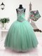 Classical Scoop Turquoise Ball Gowns Beading Kids Formal Wear Zipper Organza Sleeveless Floor Length  Classical Scoop Turquoise Ball Gowns Beading Kids Formal Wear Zipper Organza Sleeveless Floor Length
