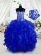 Sexy Sleeveless Lace Up Floor Length Beading and Ruffles Little Girl Pageant Gowns