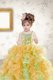 Adorable Multi-color Organza Lace Up Toddler Flower Girl Dress Sleeveless Floor Length Beading and Ruffles and Sequins